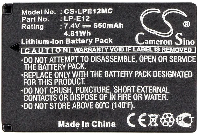Alt view image 3 of 3 - Estry Battery Replacement for OS-M EOS-M50 Rebel SL1 Digital EOS M EOS-M10 EOS 100D PowerShot SX70 HS EOS-M EOS M2 EOS SL1 EOS-M100 EOS Kiss X7 EOS-M2 LP-E12