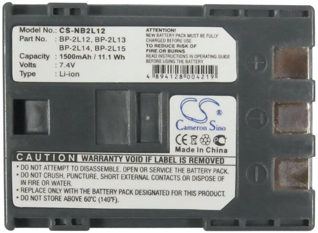 Alt view image 5 of 5 - Estry Battery Replacement for FVM200 MV880Xi FV500 MVX20i MV800 ZR930 MV830 MD245 Optura 30 DC330 Optura 60 FVM20 MD120 PC1018 ZR400 MD140 MVX200i BP-2L13 NB-2L13 BP-2L12 NB-2L12 NB-2L14 BP-2L14