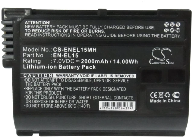 Alt view image 5 of 5 - Estry Battery Replacement for NK D750 MB-N10 MB-N11 Z7II Coolpix D7000 D800 D7500 MB-D17 EN-EL15B EN-EL15 EN-EL15c EN-EL15A