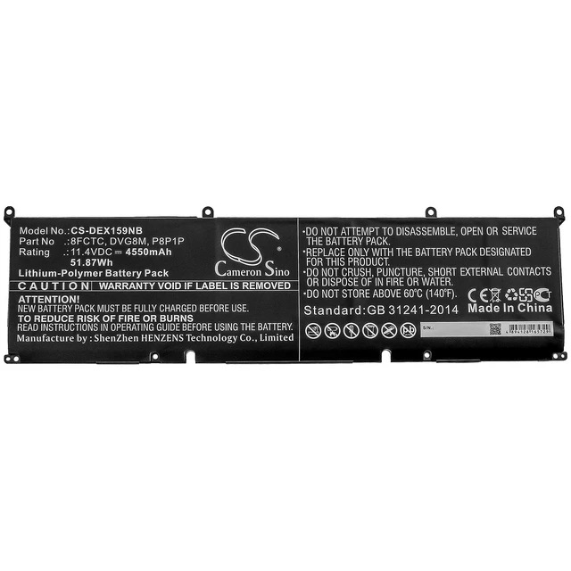 Alt view image 3 of 5 - Estry Battery Replacement for DELL XPS 15 9500 XPS 15-9500-R1945TS XPS 15-9500-R1505S XPS 15-9500-R1845TS XPS 15-9500-R1845S 8FCTC P8P1P DVG8M