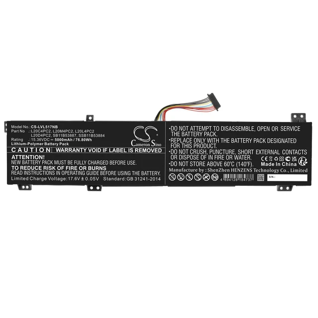Alt view image 3 of 5 - Estry Battery Replacement for LE Legion 5 17ACH6H-82JY00JGMH Legion 5 17ACH6-82K0002TPB Legion 5 17ACH6H-82JY007JGM L20D4PC2 L20M4PC2 L20C4PC2 L20L4PC2 SB11B53887 SSB11B53884