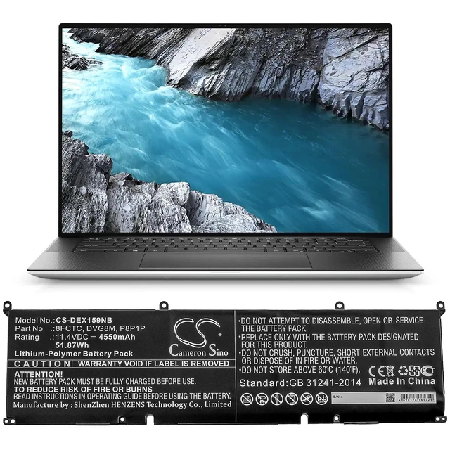 Alt view image 5 of 5 - Estry Battery Replacement for DELL XPS 15 9500 XPS 15-9500-R1945TS XPS 15-9500-R1505S XPS 15-9500-R1845TS XPS 15-9500-R1845S 8FCTC P8P1P DVG8M