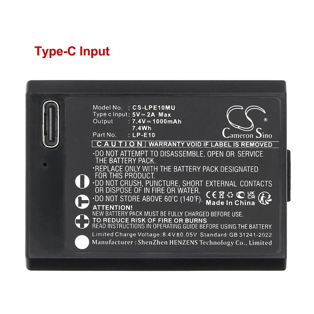 Alt view image 5 of 5 - Estry Battery Replacement for EOS KISS X50 DS126621 EOS 1200D EOS 1100D EOS REBEL T5 DS126291 EOS 4000D EOS Kiss X90 EOS 1300D EOS Kiss X70 iGuide IMS-5 EOS Rebel T6 DS126491 LP-E10