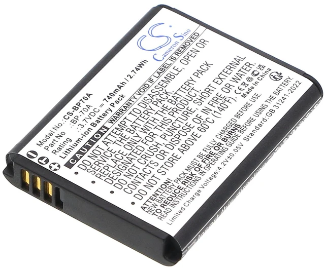 Main image of Estry Battery Replacement for EC-ST65ZZBPUUS ST91 ST72 MV800 PL101 ST700 PL81 ST90 EC-ST95ZZBPBUS BP-70A BP-70EP EA-BP70A SLB-70A