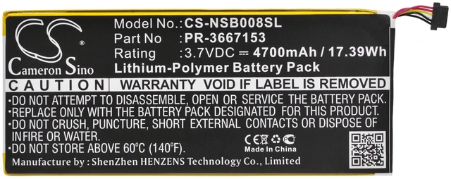 Alt view image 5 of 5 - Estry Battery Replacement for Nabi DMTAB-NV08B Dreamtab 8" PR-3667153