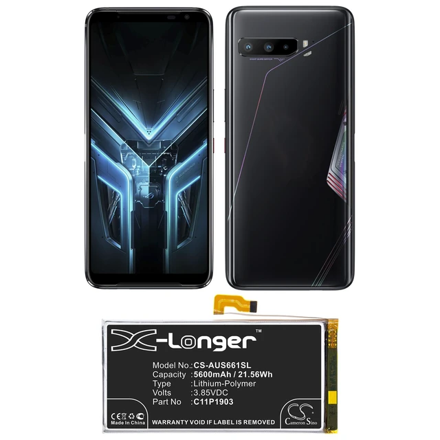 Alt view image 5 of 5 - Estry Battery Replacement for as ROG Phone III ROG Phone 3 ZS661KS 0B200-03720100 C11P1903