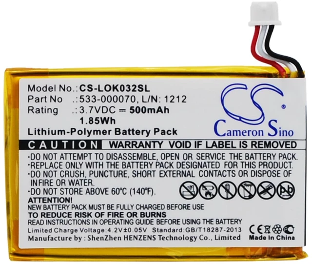 Main image of Estry Battery Replacement for Ultratin Keyboard Cover Y-R0032 533-000070 L/N: 1212