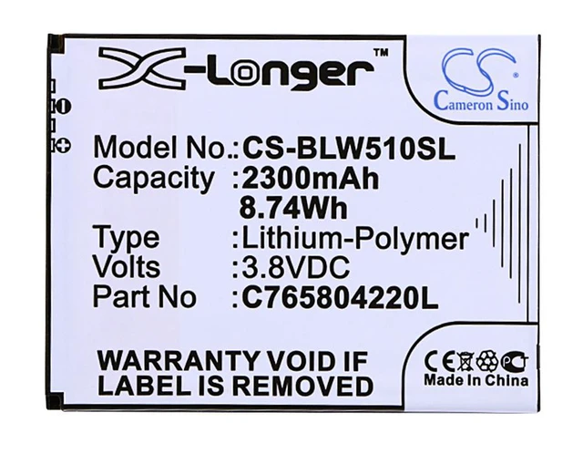 Alt view image 5 of 5 - Estry Battery Replacement for BLU L280 W510 L280I Win HD W510U Life 8 L280A C765804220L