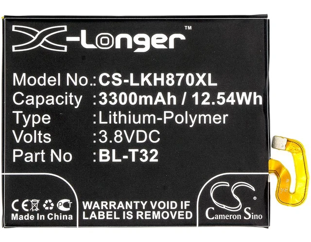 Alt view image 5 of 5 - Estry Battery Replacement for LG G6 TD-LTE H870K G600KR LS993 H873 G600S G600LR BL-T32 EAC63438701