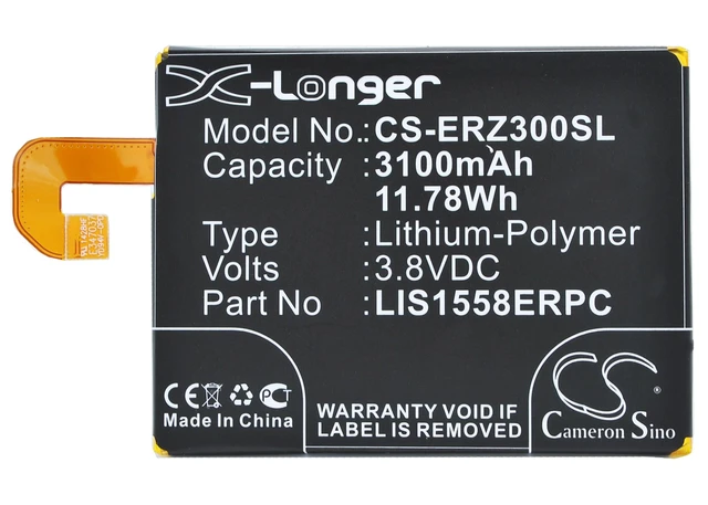 Alt view image 5 of 5 - Estry Battery Replacement for ericsson Xperia Z3 WiMAX 2+ LIS1558ERPC