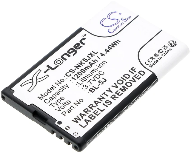 Main image of Estry Battery Replacement for Lumia 525 Asha 200 Lumia 526 5800 Lumia 520 5230 C3 5800 XpressMusic N900 Lumia 520.2 Lumia 530 Asha 201 Glee Lumia 525.2 5900 XpressMusic Lumia 530 Dual SIM BL-5J