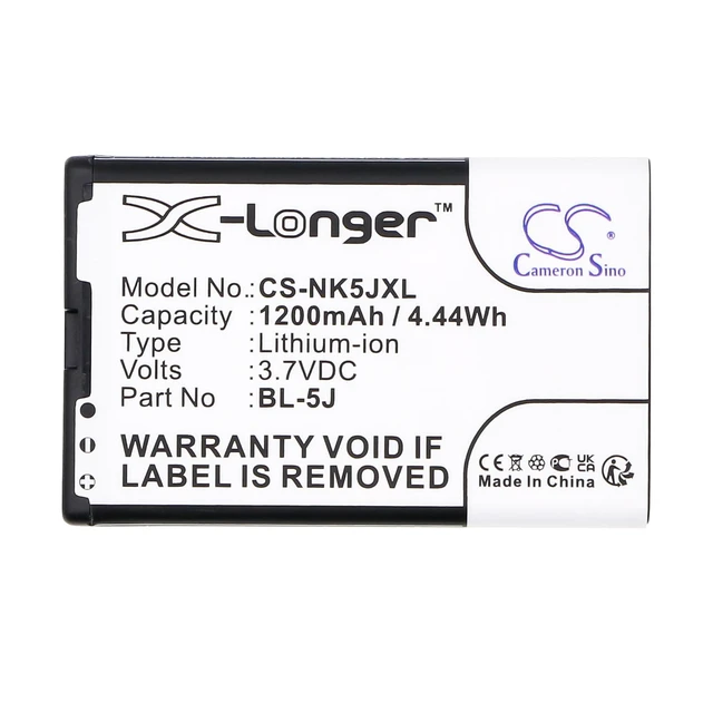 Alt view image 5 of 5 - Estry Battery Replacement for Lumia 525 Asha 200 Lumia 526 5800 Lumia 520 5230 C3 5800 XpressMusic N900 Lumia 520.2 Lumia 530 Asha 201 Glee Lumia 525.2 5900 XpressMusic Lumia 530 Dual SIM BL-5J