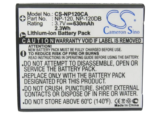 Alt view image 5 of 5 - Estry Battery Replacement for Exilim EX-ZS10PK Exilim EX-ZS10SR Exilim EX-ZS10 Exilim EX-ZS10BE Exilim EX-S200BE Exilim EX-S200BK Exilim EX-S200 Exilim EX-ZS10RD Exilim EX-S200EO NP-120DBA NP-120