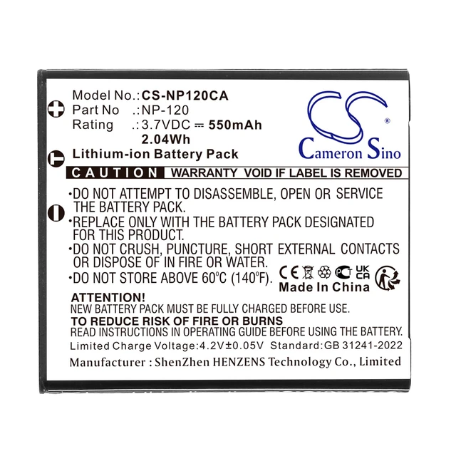 Alt view image 3 of 5 - Estry Battery Replacement for Exilim EX-ZS10PK Exilim EX-ZS10SR Exilim EX-ZS10 Exilim EX-ZS10BE Exilim EX-S200BE Exilim EX-S200BK Exilim EX-S200 Exilim EX-ZS10RD Exilim EX-S200EO NP-120DBA NP-120