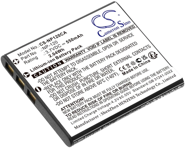 Main image of Estry Battery Replacement for Exilim EX-ZS10PK Exilim EX-ZS10SR Exilim EX-ZS10 Exilim EX-ZS10BE Exilim EX-S200BE Exilim EX-S200BK Exilim EX-S200 Exilim EX-ZS10RD Exilim EX-S200EO NP-120DBA NP-120