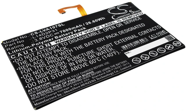 Main image of Estry Battery Replacement for LE TB-X103F Tab 2 A10-30L TB-X304L A10-70L A10-70F TB2-X30M A10-70 Tab 2 A10-70F L14D2P31 SB18C03763