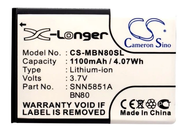 Alt view image 5 of 5 - Estry Battery Replacement for MotoroIa XT806lx Motus MT710 i886 MT810lx Backflip i886 MB300 MT810e MT716 XT806 MT820 Enzo MT720 Backflip ME600 MT810 SNN5851A BN80 SNN5851 BN70