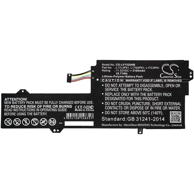 Alt view image 3 of 4 - Estry Battery Replacement for LE IdeaPad 320S-13IKB Yoga 720-12IKB-81B5003WSP IdeaPad 320S-13IKB(81AK0037GE) V530s-14(i5-8250U/16G/512GB) V530s-14(i5-8250U/12G/256GB) L17L3P61 L17M3P61 L17C3P61