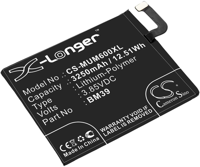 Main image of Estry Battery Replacement for 6 6 Dual SIM TD-LTE BM39