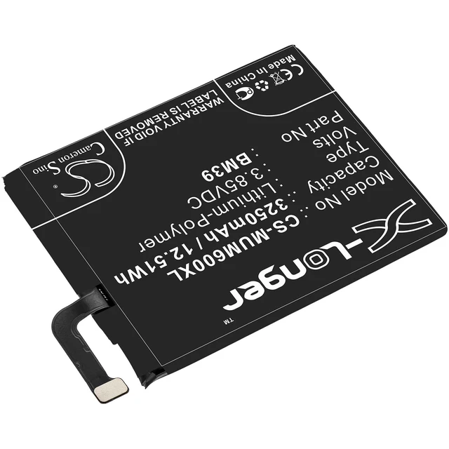 Alt view image 2 of 5 - Estry Battery Replacement for 6 6 Dual SIM TD-LTE BM39