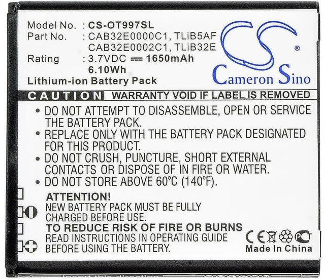 Alt view image 5 of 5 - Estry Battery Replacement for TCL MW40V MW40VD S800 J160 S710 MW40CJ MW40 TLiB5AF TLiB32E CAB32E0000C1 CAB32E0002C1