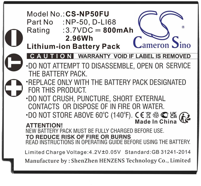 Alt view image 3 of 5 - Estry Battery Replacement for OptioS10 OptioA36 OptioS12 D-LI68