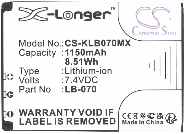 Alt view image 5 of 5 - Estry Battery Replacement for Pixpro AZ652 PIXPRO S-1 PIXPRO S1 Pixpro AZ651 Pixpro AZ651 Astro Zoom PIXPRO AZ901 LB-070