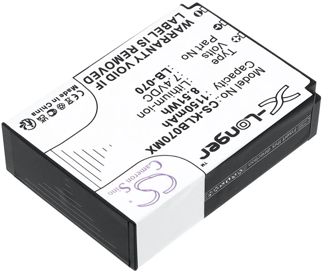 Alt view image 2 of 5 - Estry Battery Replacement for Pixpro AZ652 PIXPRO S-1 PIXPRO S1 Pixpro AZ651 Pixpro AZ651 Astro Zoom PIXPRO AZ901 LB-070