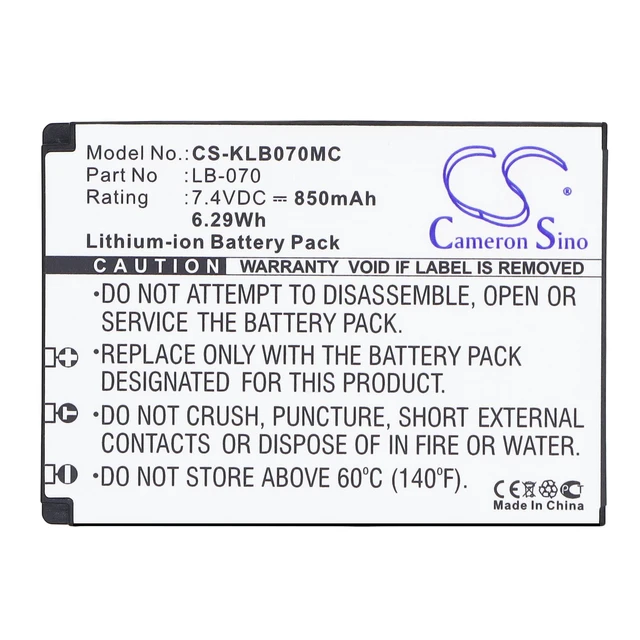 Alt view image 5 of 5 - Estry Battery Replacement for PIXPRO AZ901 PIXPRO S1 Pixpro AZ652 PIXPRO S-1 Pixpro AZ651 Astro Zoom Pixpro AZ651 LB-070
