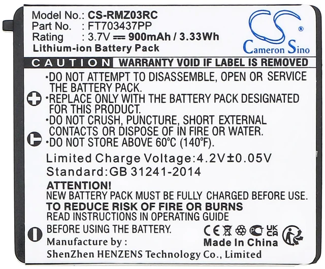 Alt view image 3 of 5 - Estry Battery Replacement for Mamba RC03 RC03-001201 FT703437PP RZ03-00120100-0000