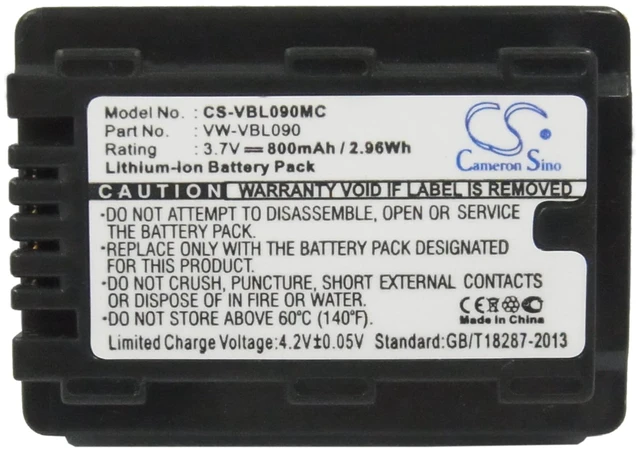 Alt view image 5 of 5 - Estry Battery Replacement for HDC-TM55K HDC-SD60 SDR-S70 SDR-S50K SDR-T50K SDR-H85A HDC-SD40 SDR-T50 SDR-S50N HDC-SD60S SDR-H85S HDC-TM60 SDR-S50 HDC-SD60K SDR-S50A SDR-T55 HDC-HS60K VW-VBL090