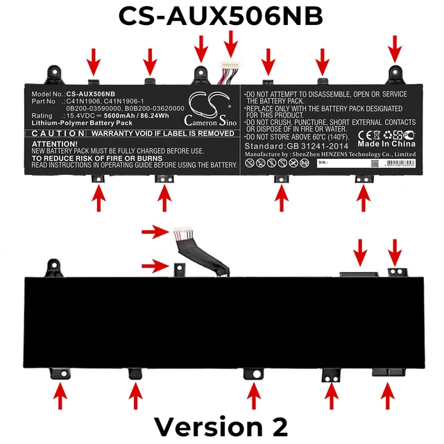 Alt view image 4 of 5 - Estry Battery Replacement for as TUF Gaming A17 FA706IU-H7101T TUF Gaming A15 FA506IV-916512B0T FA506IV FX506IV TUF Gaming A15 FA506IV-HN337TUF C41N1906-1 C41N1906 0B200-03590000 B0B200-03620000