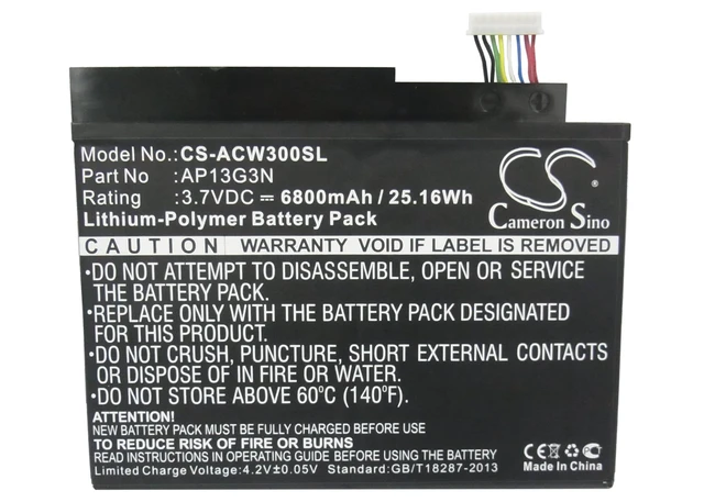 Alt view image 5 of 5 - Estry Battery Replacement for Iconia Tab W3-810 Iconia Tab W3 ZEIV4 KT.00203.005 AP13G3N