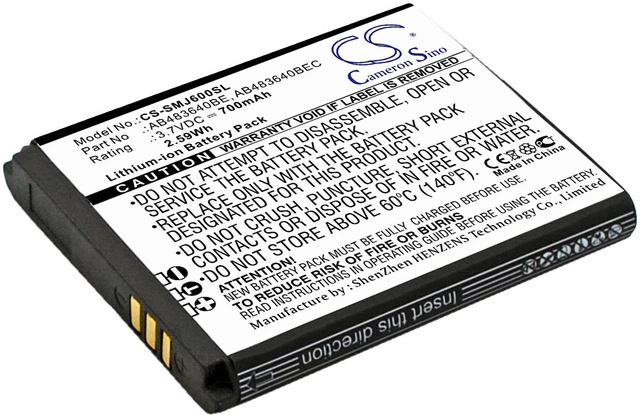 Main image of Estry Battery Replacement for B3210 Corby TXT SGH-M600 SGH-M610 GT-B3310 GT-S8300 S8300 Ultra SGH-J578 SGH-M608 S7350 Ultra Slide SGH-2040 AB483640DU AB483640BU AB483640BEC AB483640BE BST3108BC