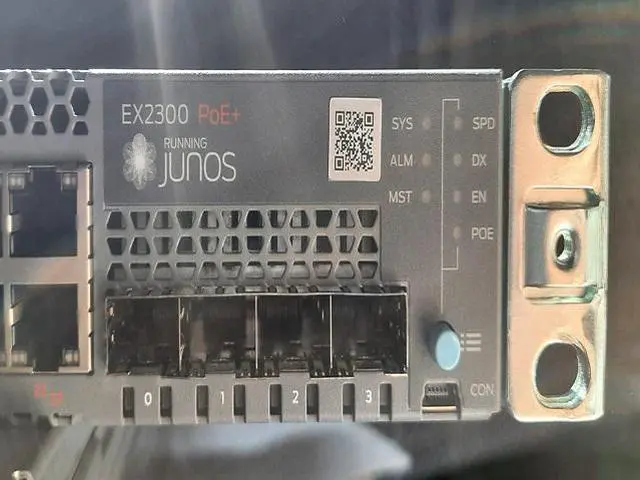 Alt view image 2 of 3 - Juniper EX2300 24-port 10/100/1000BaseT PoE+, 4 x 1/10GSFP/SFP+ Ethernet Switch.

Juniper EX2300 24-port 10/100/1000BaseT PoE+, 4 x 1/10GSFP/SFP+ Ethernet Switch.