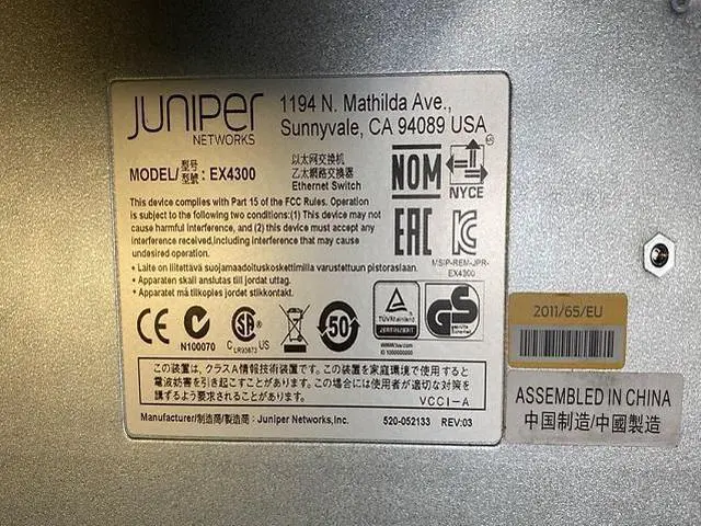 Alt view image 3 of 4 - Juniper EX4300-48T 48-Port Gigabit Ethernet POE+ Network Switch,4X4SFP Module Q.