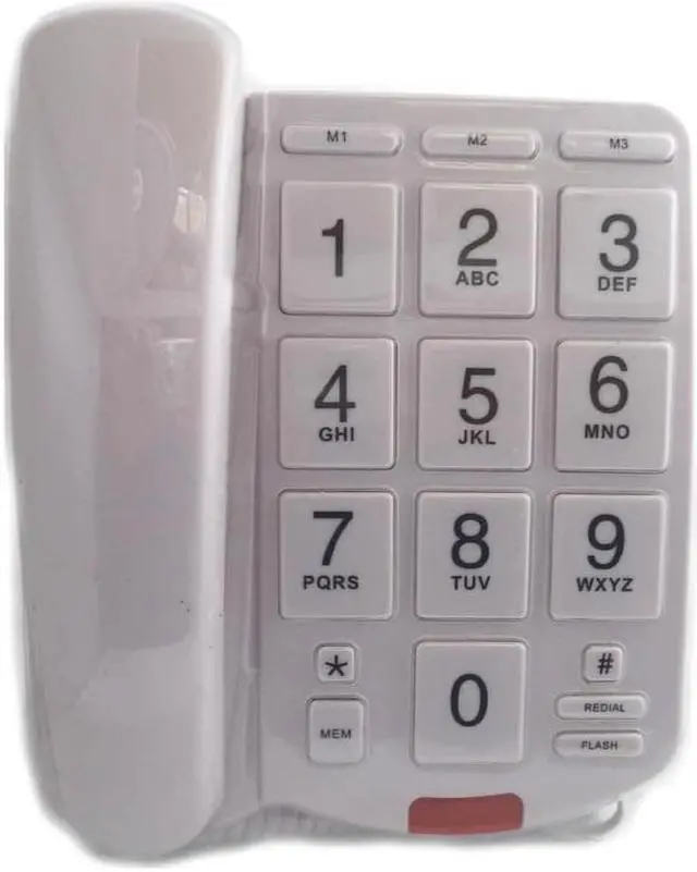 Alt view image 2 of 3 - TEL-3-WHITE - TELEPHONE WITH BIG BUTTONS WHITE PHONE