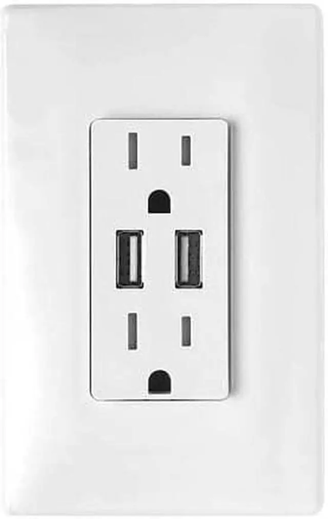 Main image of LQ-2 - ELECTRICAL RECEPTACLE 2POS USBX2 3.1A DECORA WALLPLATE WHITE