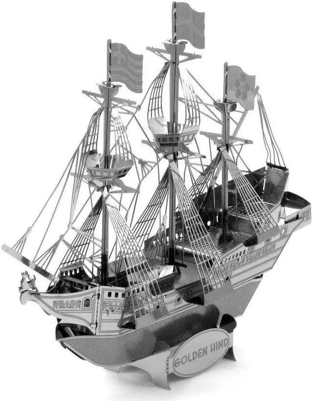 Alt view image 2 of 7 - MMS049C1 - GOLDEN HIND 3D LASER CUT MODEL 2SHEETS