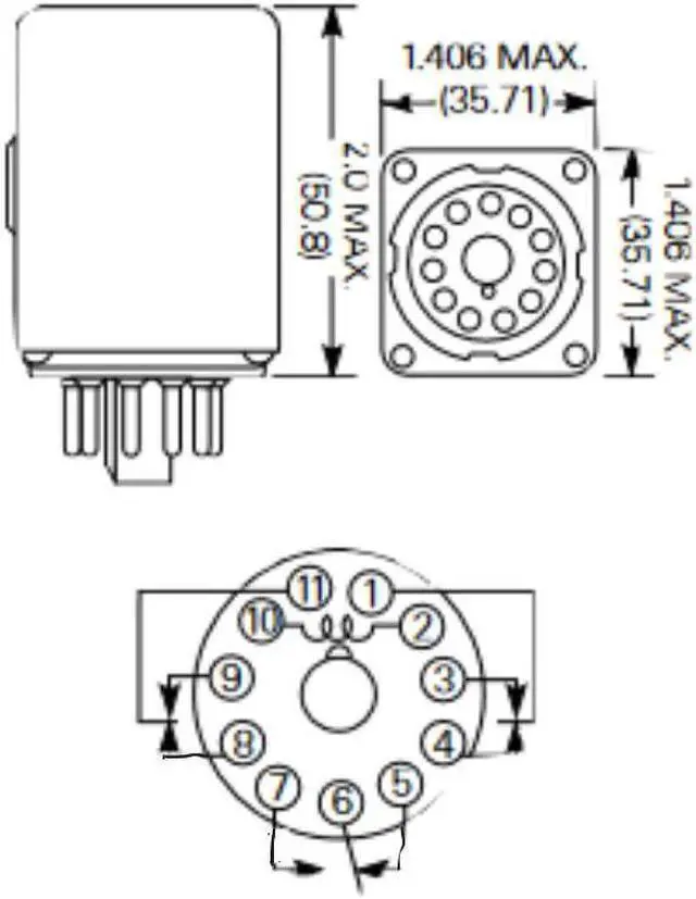 Alt view image 4 of 4 - KRP-14AG-120 - RELAY AC 120V 3P2T 10A 11P RND 10A/120VAC 6A/250VAC