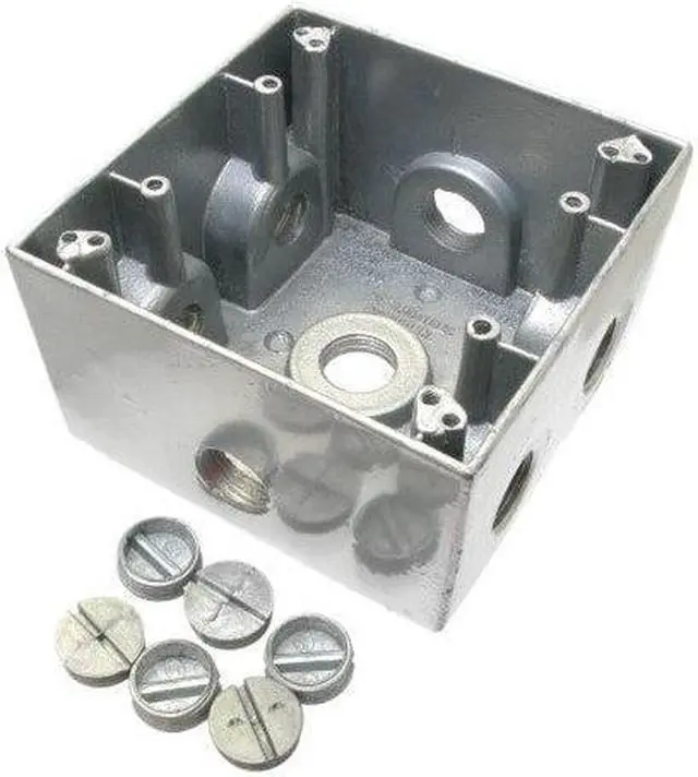 Main image of DTB-5-7X GRAY - ELECTRICAL BOX 4.5IN SQ WP 2.6IN DEEP 2GANG 7 OUTLET W/0.5IN HOLE