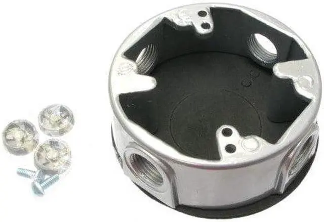 Main image of EX-5 GRAY - ELECTRICAL BOX 4INCH ROUND WP 1.5IN DEEP 4 O/LET W/0.5IN HOLE
