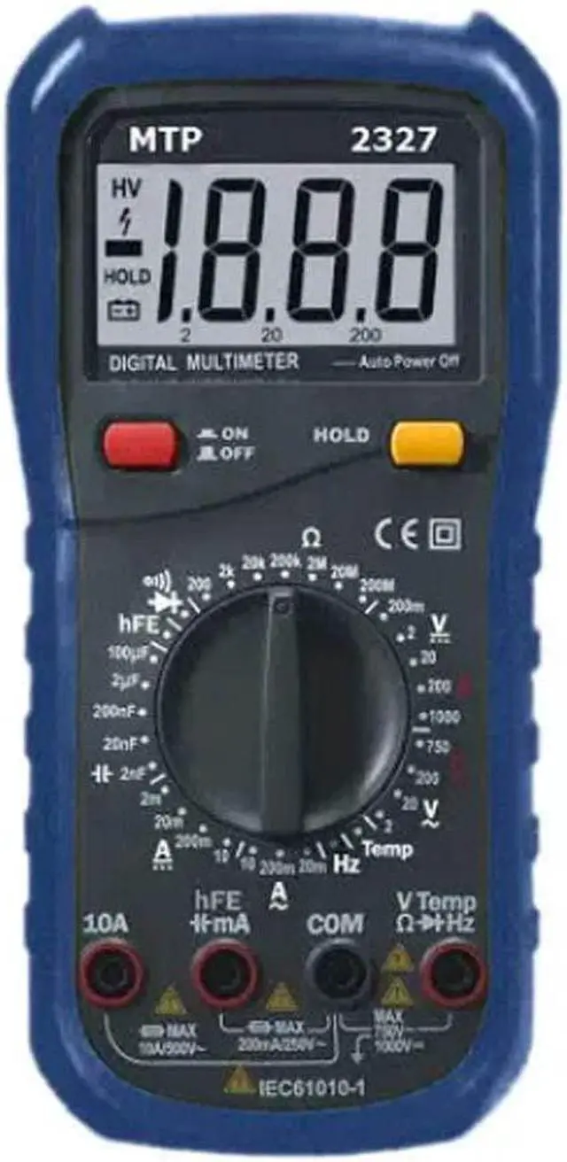 Main image of MTP 2327 - MULTIMETER DIGITAL 10A W/BASIC TEMP RES AMP DIODE VOLT HERTZ