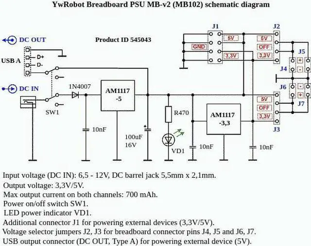 Alt view image 2 of 3 - 1814-NA3 - POWER SUPPLY MODULE O/P 3.3/5V I/P 6.5-12VDC BREADBOARD MOUNT