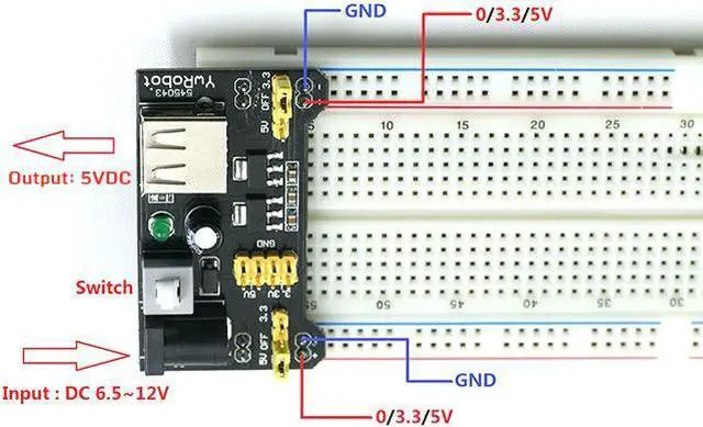 Alt view image 3 of 3 - 1814-NA3 - POWER SUPPLY MODULE O/P 3.3/5V I/P 6.5-12VDC BREADBOARD MOUNT