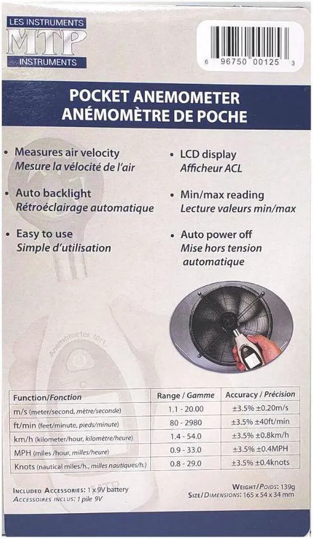 Alt view image 6 of 6 - MTP 1011 - ANEMOMETER DIGITAL POCKET SIZE WIND SPEED METER