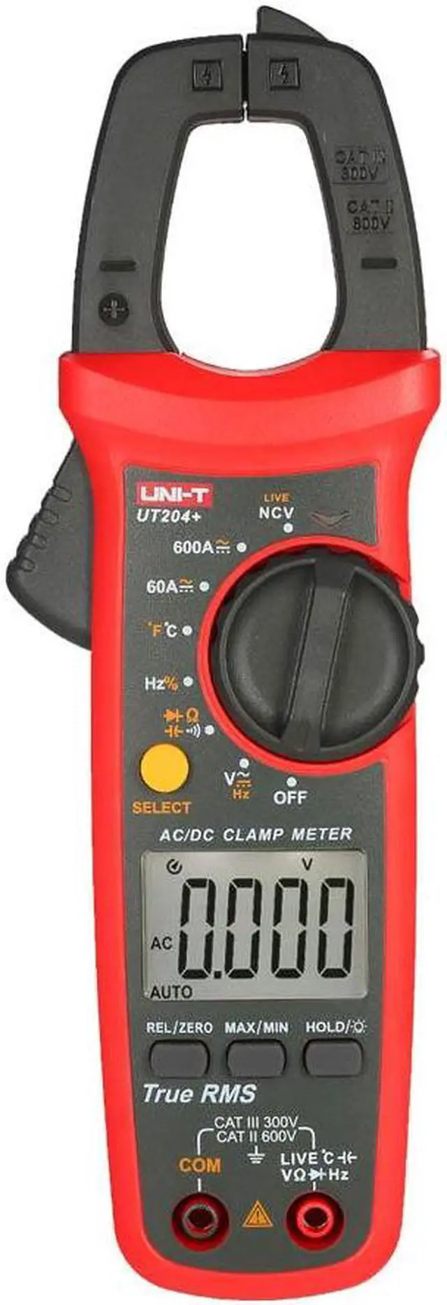 Main image of UT204+ - MULTIMETER DIGITAL CLAMP AC/DC 600A 600V 60M 60mF -40 TO 1000C