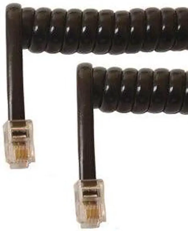 Main image of PA-111 BLK BP - MODULAR CABLE 4P4C M/M 25FT CURLY BLACK