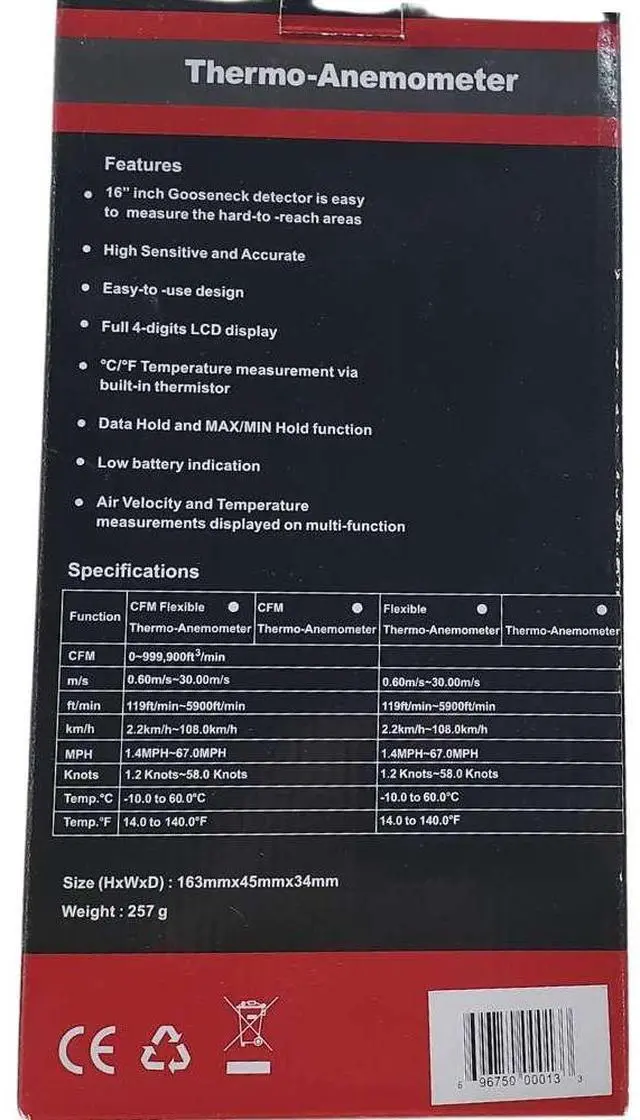 Alt view image 4 of 4 - MTP 2010 - THERMO-ANEMOMETER DIGITAL MINI VANE GOOSENECK