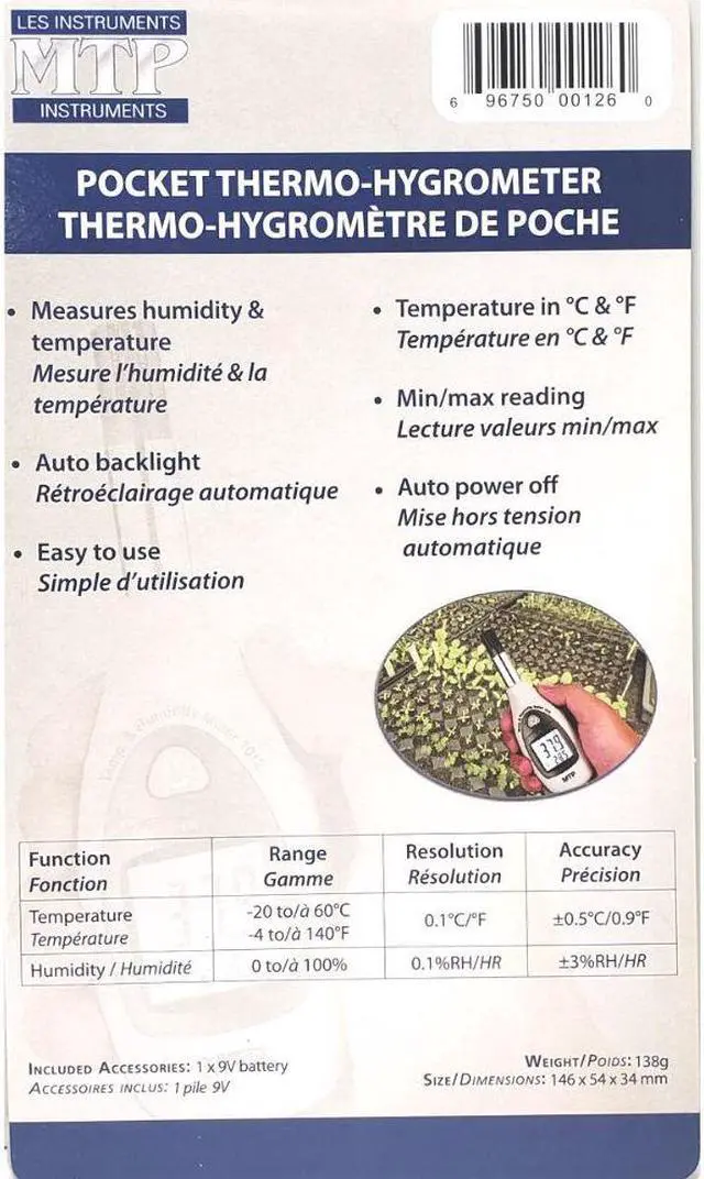 Alt view image 5 of 5 - MTP 1012 - TEMPERATURE AND HUMIDITY METER POCKET SIZE